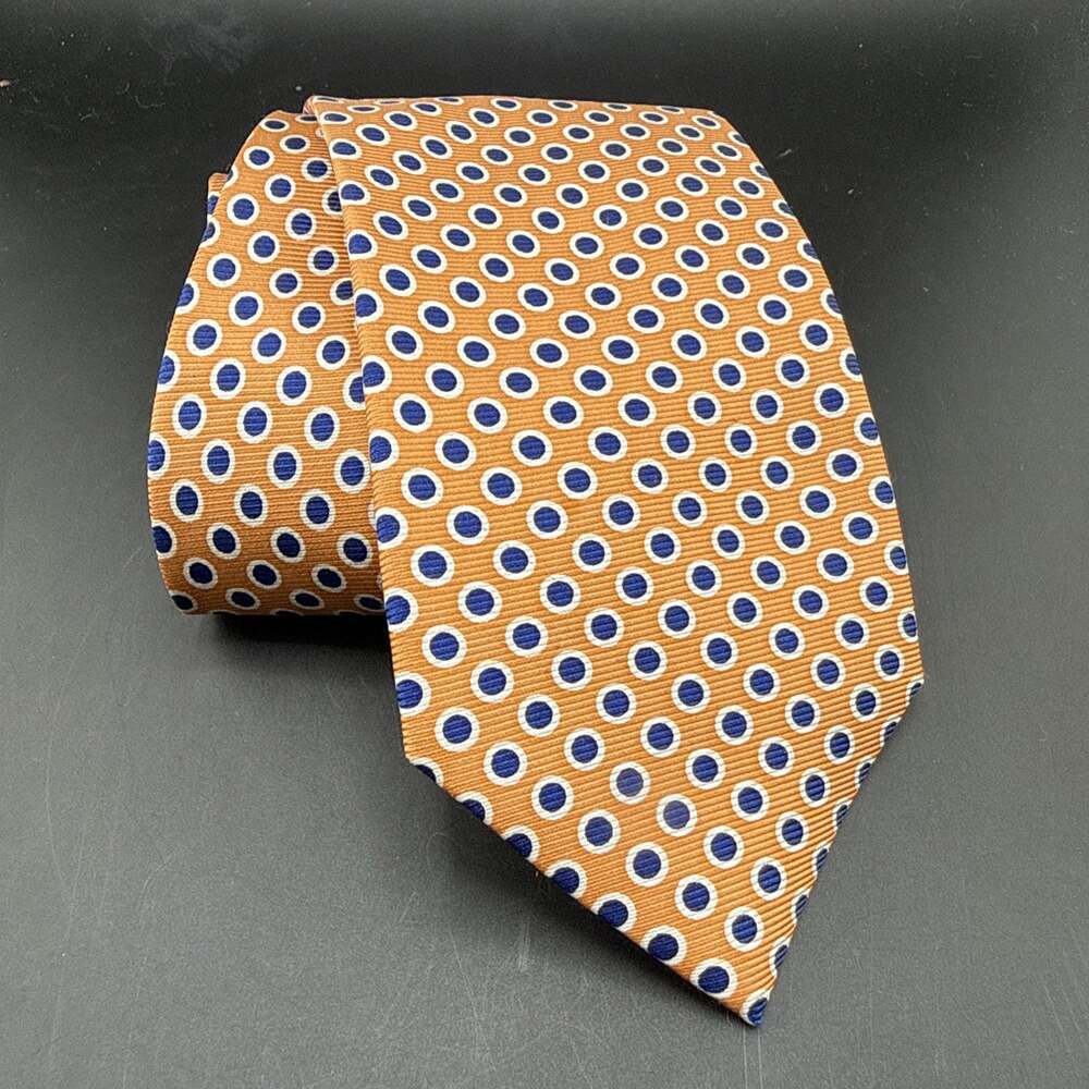 Jos A Bank Tie Orange With Blue Dots
